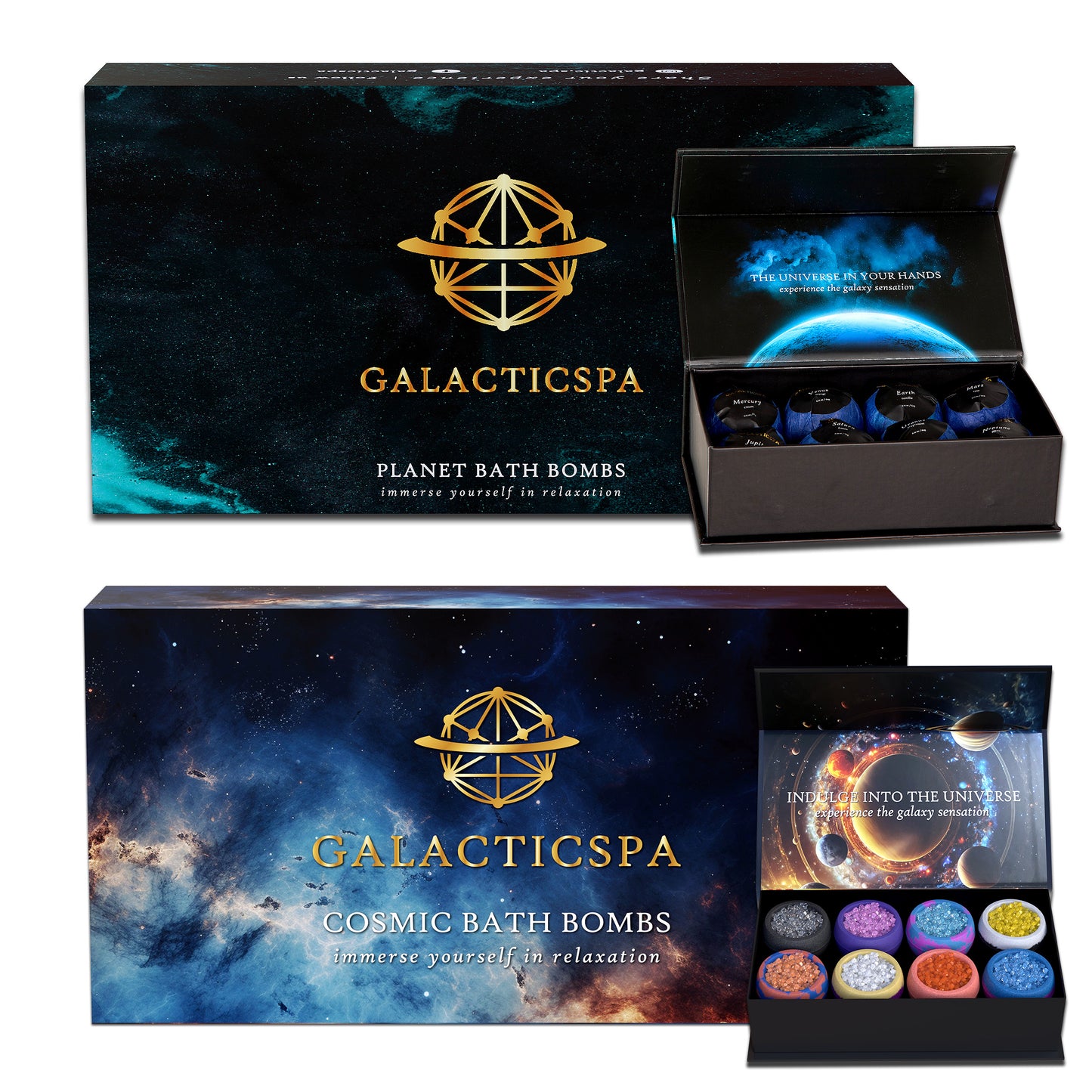 Cosmic Crystal Bath Bomb and Planet Bath Bomb Bundle Set - Galacticspa