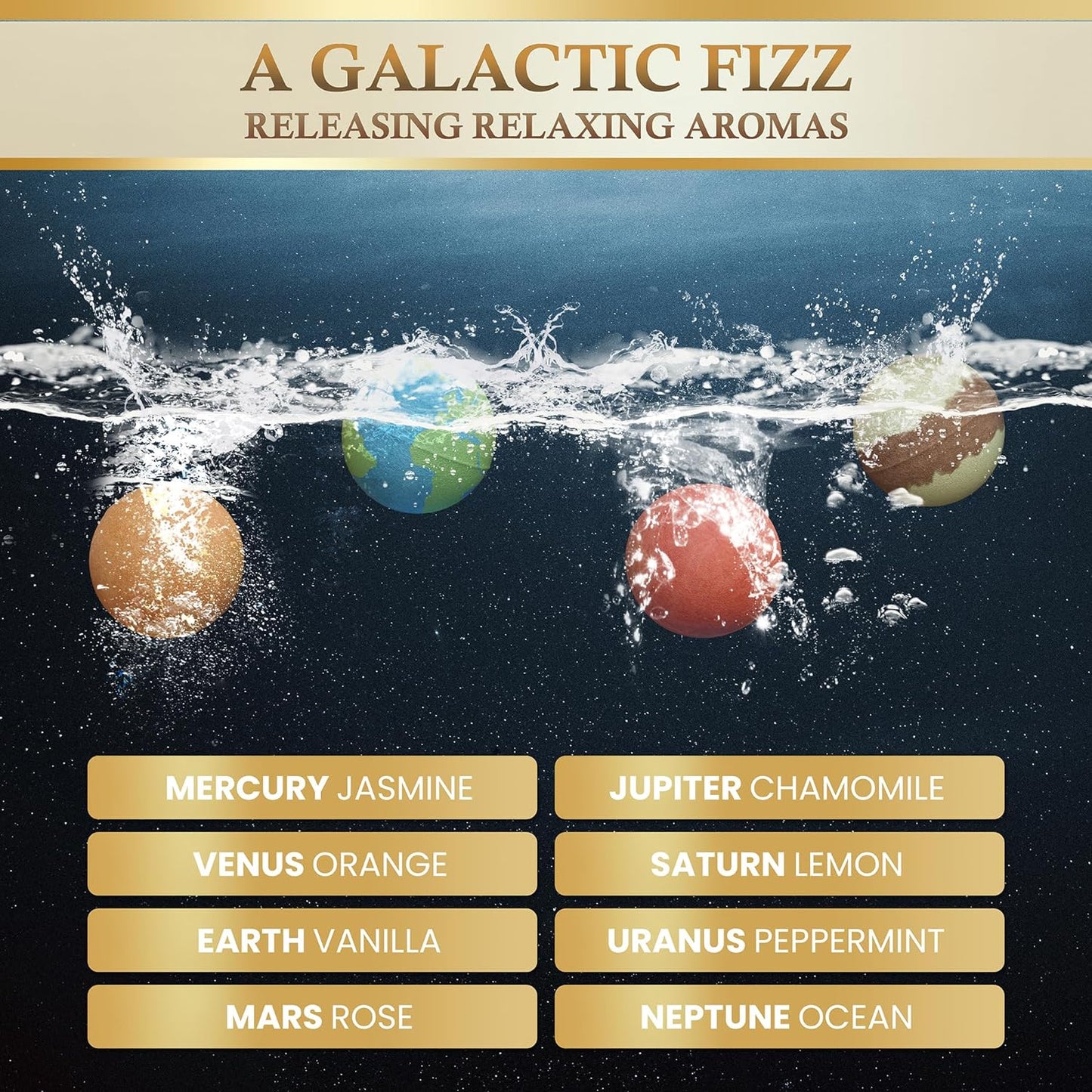 Bath Bombs with 200g Coconut Epsom Salt / 8 x 60g Handmade Planet Themed - Galacticspa