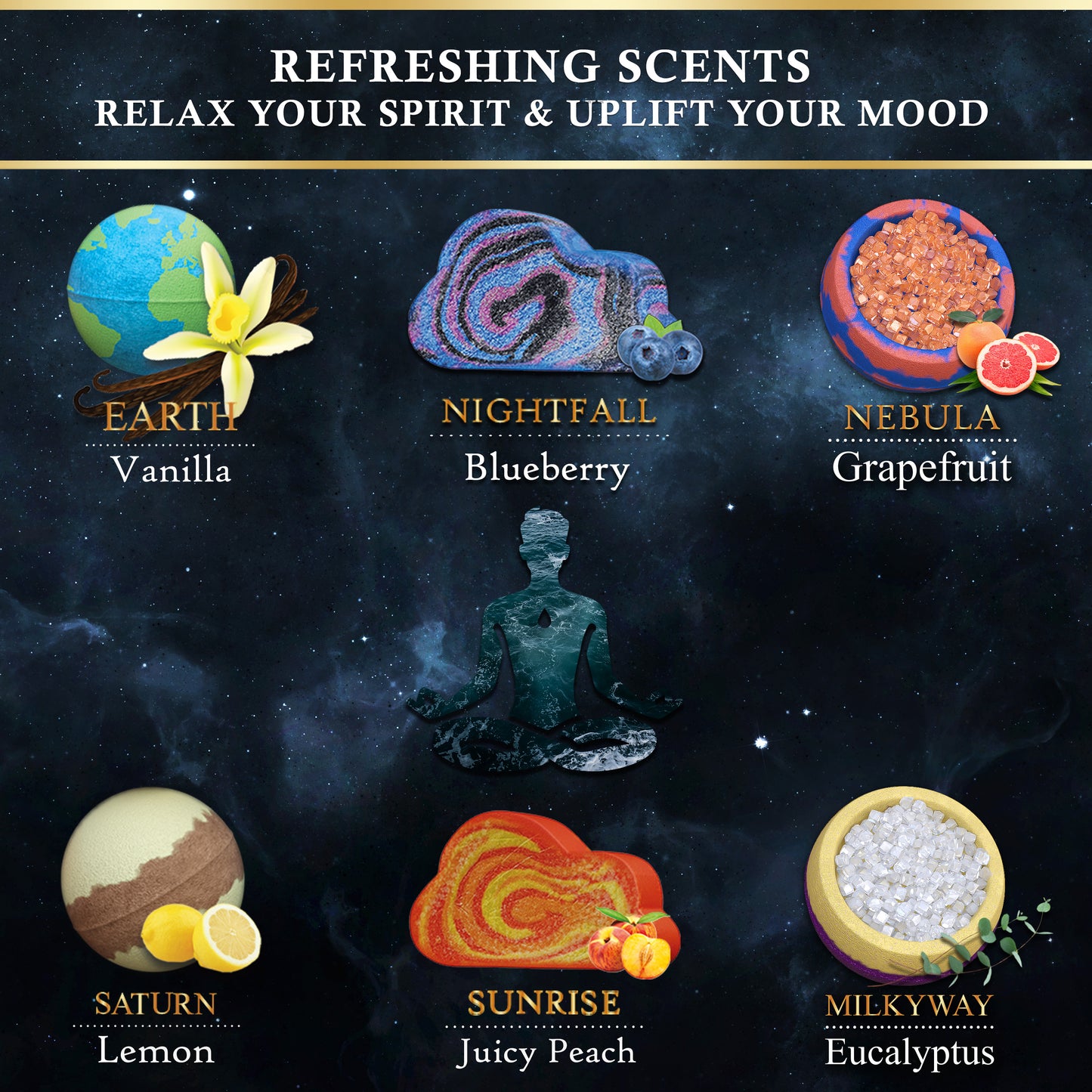 Galaxy Spa Gift Set – Planet & Cosmic Bath Bombs, Galaxy Bubble Bars & Epsom Salt