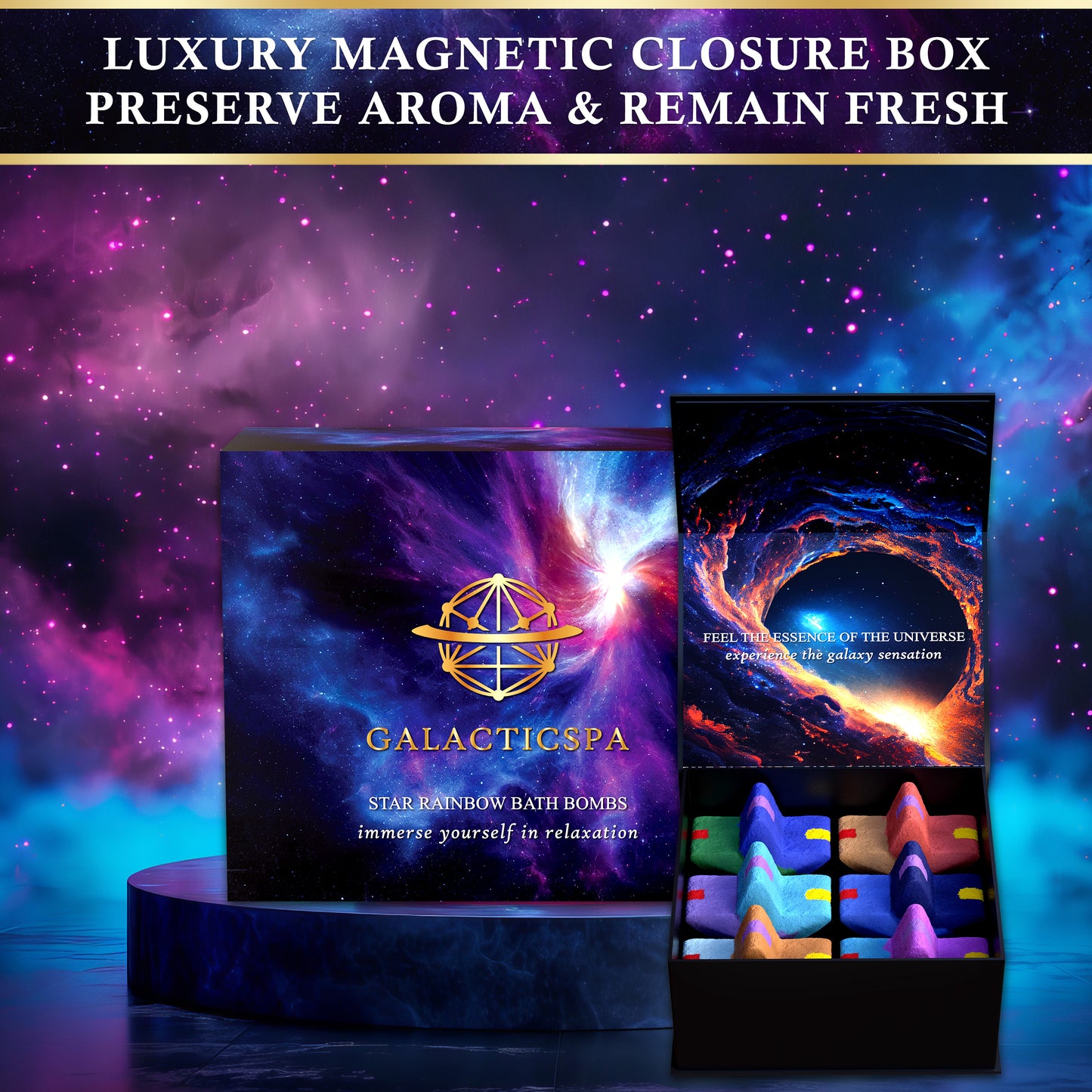 Space Rainbow Star Bath Bombs / 6 x 80g Luxury Bath Bomb Gift Set - Galacticspa