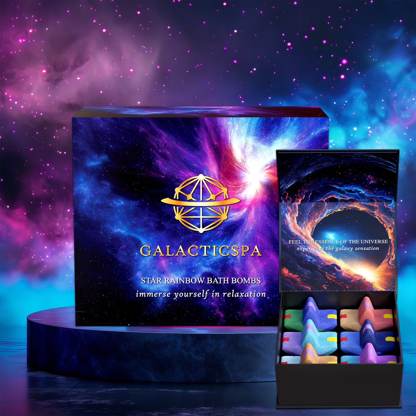 Space Rainbow Star Bath Bombs - 6 x 80g Bath Set - Galacticspa