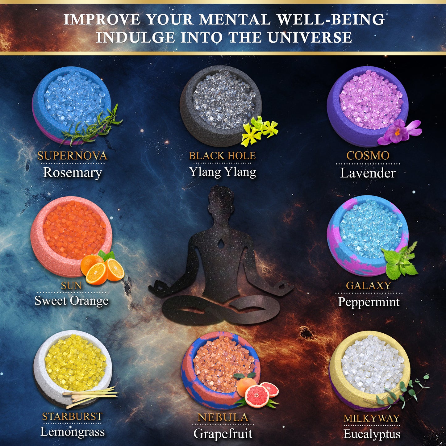 Improve your mental well-being with our crystal epsom salt bath bombs. Full of fragrances and scents.